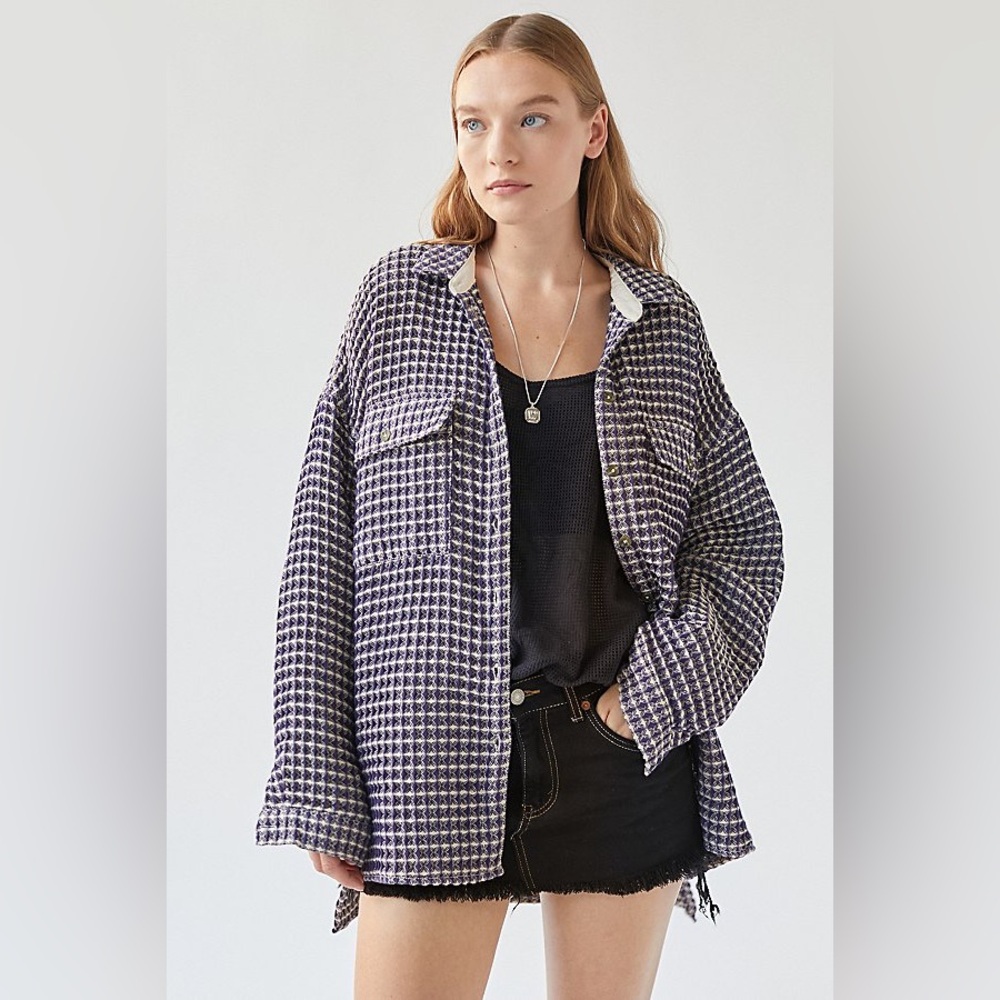 Urban Outfitters BDG Navy and Cream Patterned Shacket